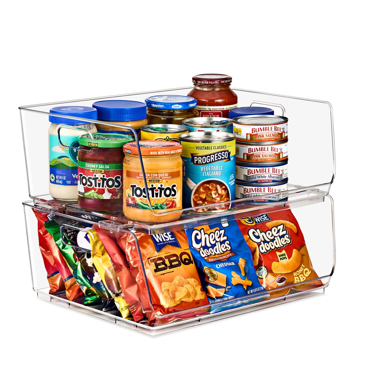 Sorbus Large 2 Pack Stackable Storage Bins Open Front - Clear Pantry Bins for Storage and Organization